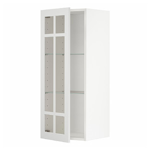 METOD Wall cabinet w shelves/glass door, white/Stensund white, 40x100 cm