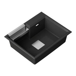 Qube Sink 1-bowl with handle, mettalic black