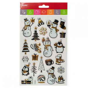 Christmas Stickers 3D 14x25cm Glamour, 1pc, assorted