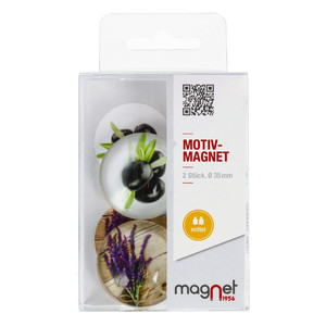 Glass Motiv Magnet 3.5cm 2pcs Olives/Lavender