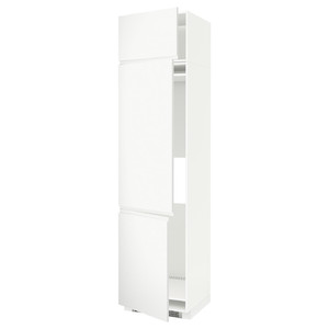 METOD High cab f fridge/freezer w 3 doors, white/Voxtorp matt white, 60x60x240 cm