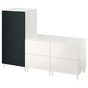 SMÅSTAD / PLATSA Wardrobe, white blackboard surface/with 2 chest of drawers, 180x57x133 cm