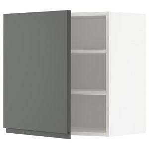 METOD Wall cabinet with shelves, white/Voxtorp dark grey, 60x60 cm