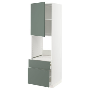 METOD / MAXIMERA Hi cab f ov w dr/2 frnt/1 m/1 h drw, white/Bodarp grey-green, 60x60x200 cm