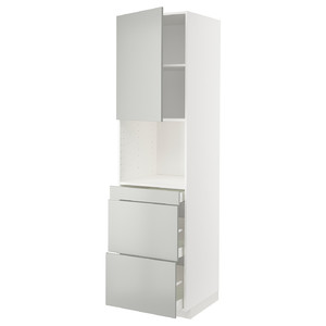 METOD / MAXIMERA Hi cab f micro combi w door/3 drwrs, white/Havstorp light grey, 60x60x220 cm