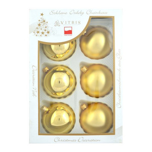 Christmas Baubles 8cm 6pcs, glass, gold