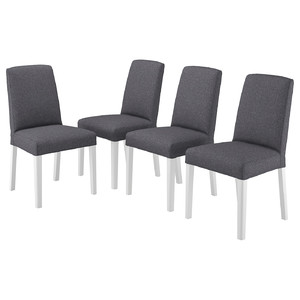 BERGMUND Chair, white/Gunnared medium grey, 4 pack