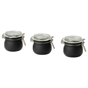 KORKEN Jar with lid, clear glass/black, 13 cl