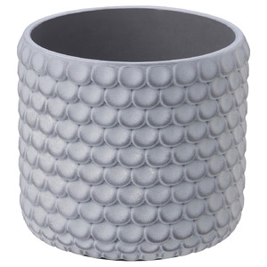 BÄCKDRÅG Plant pot, fish scale patterned/white grey, 12 cm