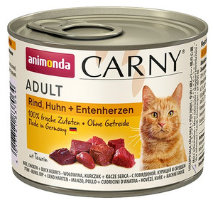 Animonda Carny Adult Cat Food Beef, Chicken & Duck Hearts 200g