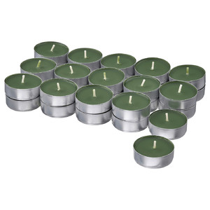 JÄMTSKOGEN Scented tealight, cypress & eucalyptus/dark green, 3.5 hr