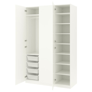 PAX Wardrobe, white, Forsand white, 150x60x236 cm