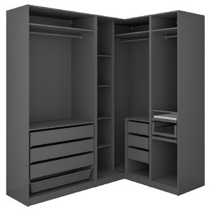 PAX Corner wardrobe, dark grey, 210/160x236 cm