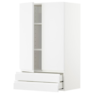 METOD / MAXIMERA Wall cabinet w 2 doors/2 drawers, white/Voxtorp matt white, 60x100 cm