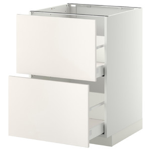 METOD/MAXIMERA Base cb 2 fronts/2 high drawers, white, Veddinge white, 60x60 cm