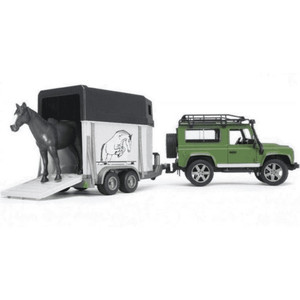Bruder Land Rover with Horse Trailer 3+