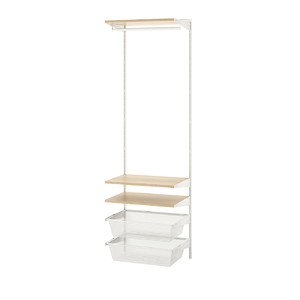 BOAXEL Wardrobe combination, white/oak, 62x40x201 cm