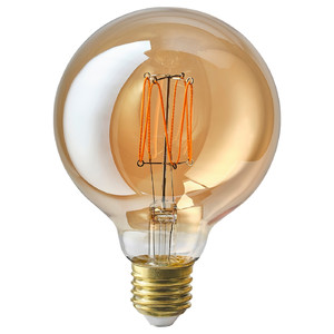 MOLNART LED bulb E27 150 lumen, globe brown clear glass, 95 mm