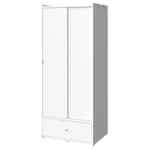BRUKSVARA Wardrobe with sliding doors, white, 80x191 cm