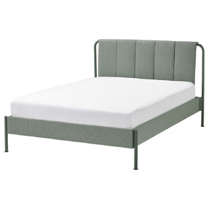 TÄLLÅSEN Upholstered bed frame, Kulsta grey-green/Lönset, 160x200 cm