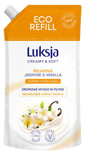 Luksja Creamy & Soft Relaxing Caring Hand Wash Jasmine & Vanilla 93% Natural Vegan 400ml - Refill