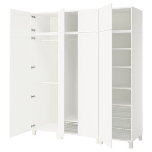 PLATSA Wardrobe with 8 doors, white/Sannidal white, 200x57x231 cm