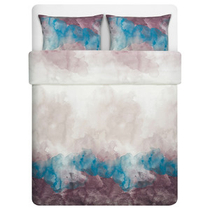 FINNKLINT Duvet cover and 2 pillowcases, cloud blue/purple, 200x200/50x60 cm