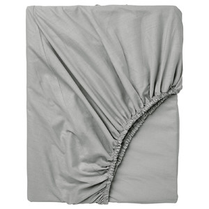 DVALA Fitted sheet, light grey, 120x200 cm