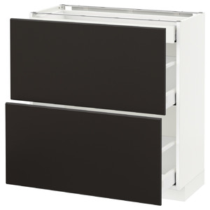 METOD / MAXIMERA Base cab with 2 fronts/3 drawers, white, Kungsbacka anthracite, 80x37 cm