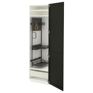 METOD / MAXIMERA High cabinet with cleaning interior, white/Lerhyttan stained black, 60x60x200 cm