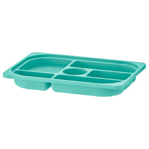 TROFAST Storage tray with compartments, turquoise, 42x30x5 cm