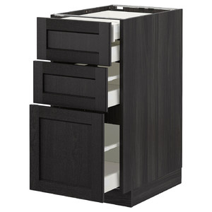 METOD/MAXIMERA Base cb 3 frnts/2 low/1 md/1 hi drw, black/Lerhyttan black stained, 40x61.9x88 cm