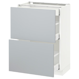 METOD / MAXIMERA Base cab with 2 fronts/3 drawers, white/Veddinge grey, 60x37 cm