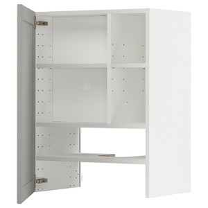 METOD Wall cb f extr hood w shlf/door, white/Lerhyttan light grey, 60x80 cm