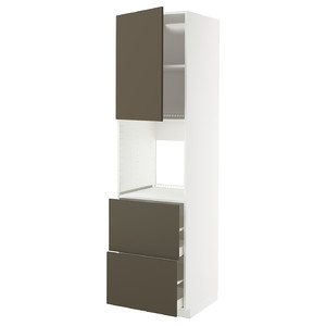 METOD / MAXIMERA Hi cab f ov w dr/2 frnts/2 hi drwrs, white/Havstorp brown-beige, 60x60x220 cm