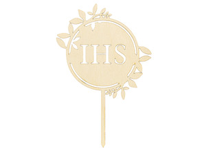 Wooden Topper Holy Communion IHS, 23cm 1pc