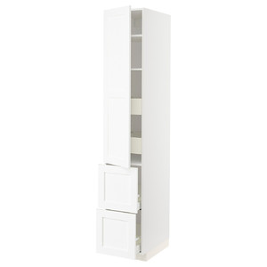 METOD / MAXIMERA Hi cab w shlvs/4 drawers/dr/2 frnts, white Enköping/white wood effect, 40x60x220 cm