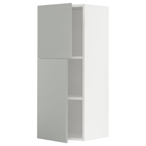 METOD Wall cabinet with shelves/2 doors, white/Havstorp light grey, 40x100 cm