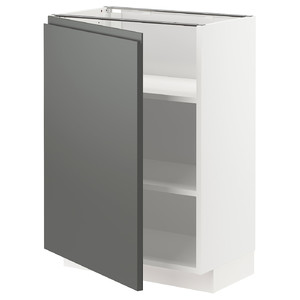 METOD Base cabinet with shelves, white/Voxtorp dark grey, 60x37 cm
