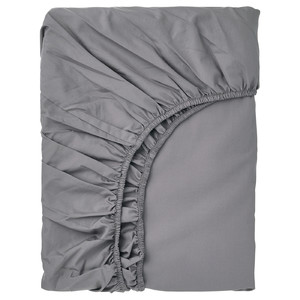 RÖNNVECKMAL Fitted sheet, grey, 80x200 cm