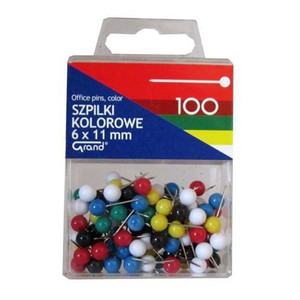 Office Pins 6x11mm 100pcs, colour