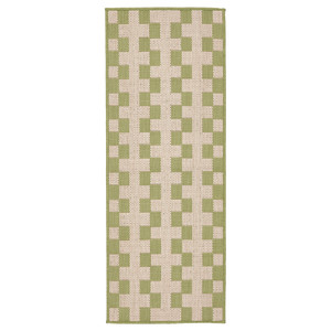 GÅNGSTIG Kitchen mat, flatwoven green/off-white, 80x200 cm