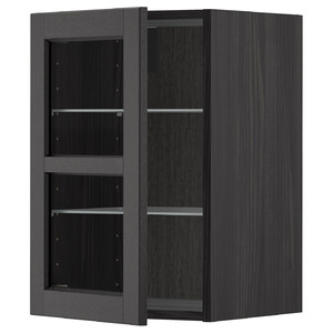 METOD Wall cabinet w shelves/glass door, black/Lerhyttan black stained, 40x60 cm