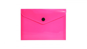 Document Envelope Pocket Wallet File with Button PP A6, neon pink