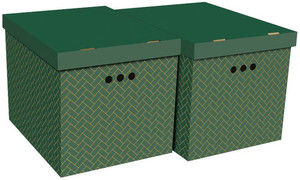 Storage Box XL, geometric green, 2pcs