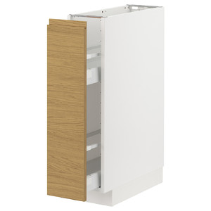 METOD / MAXIMERA Base cabinet/pull-out int fittings, white/Voxtorp oak effect, 20x60 cm