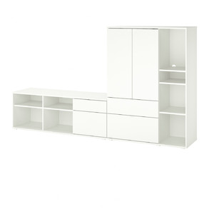 VIHALS TV/storage combination, white, 251x37x140 cm