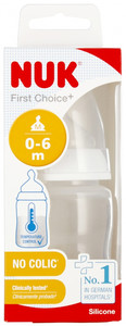 NUK First Choice Plus Baby Bottle with Temperature Control 150ml 0-6m, white