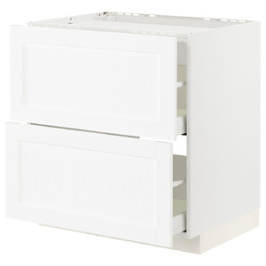 METOD / MAXIMERA Base cab f hob/2 fronts/2 drawers, white Enköping/white wood effect, 80x60 cm