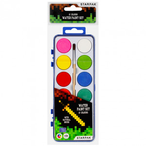 Starpak Water Paint Set Pixel 12 Colours & Paintbrush